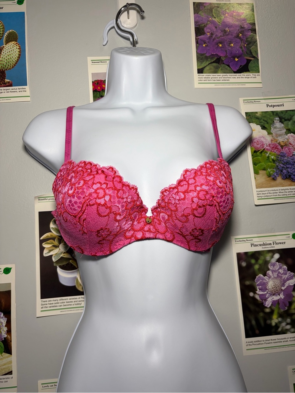 Victoria's Secret Hot Pink Lace Push-Up Bra